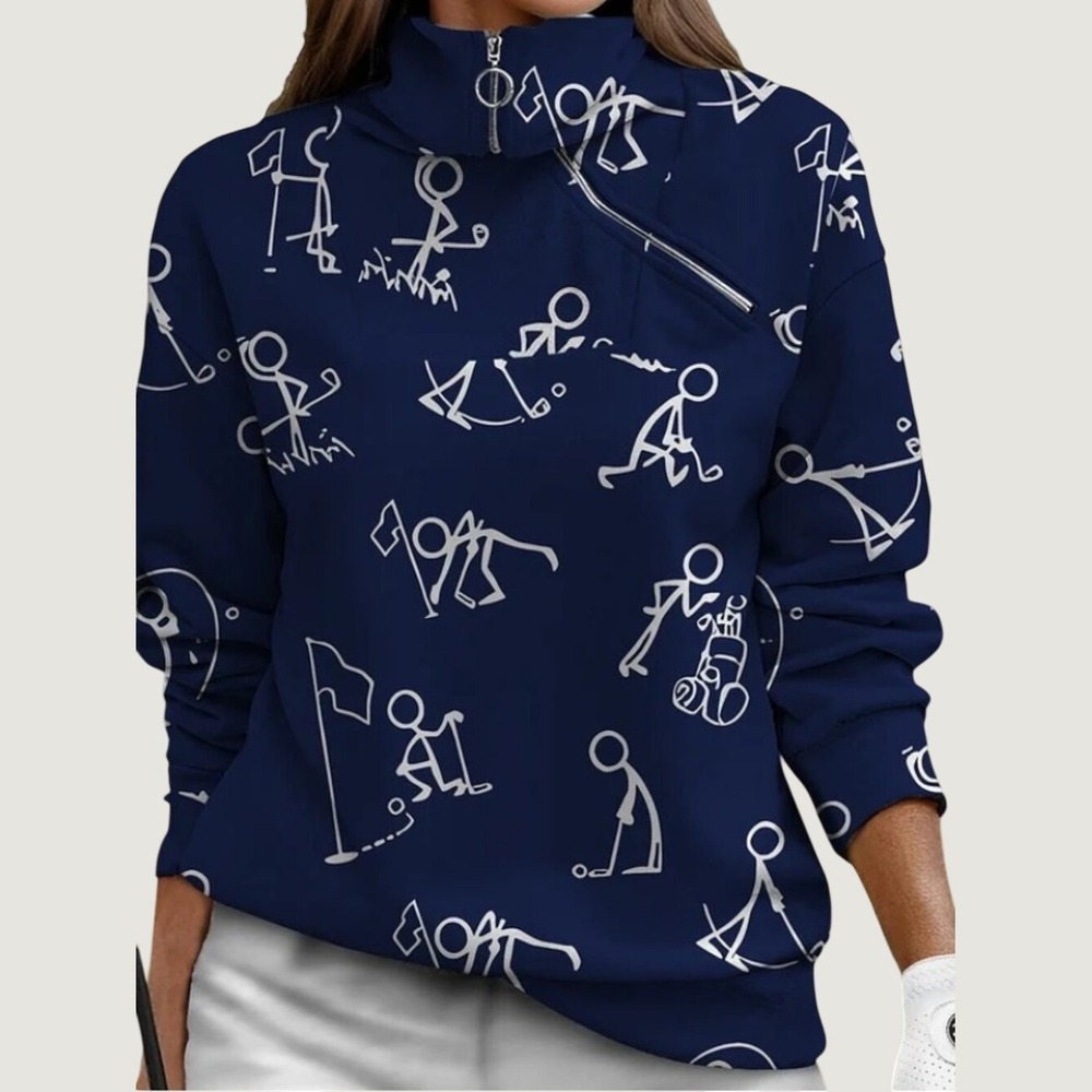 Acegolfs Hyper Prep Golf Sweatshirt Womens Medium Navy Quarter Zip Pullover NWT - Picture 2 of 14